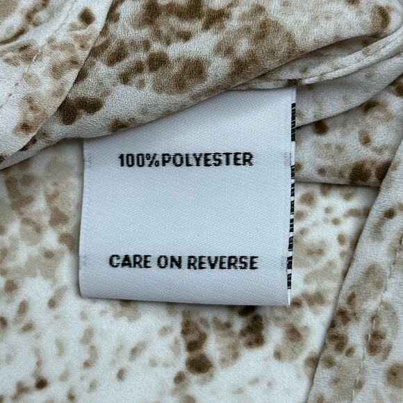 Calvin Klein Snake Print Ruffle Short Sleeve Button Up Blouse Womens Size Small - Picture 11 of 14